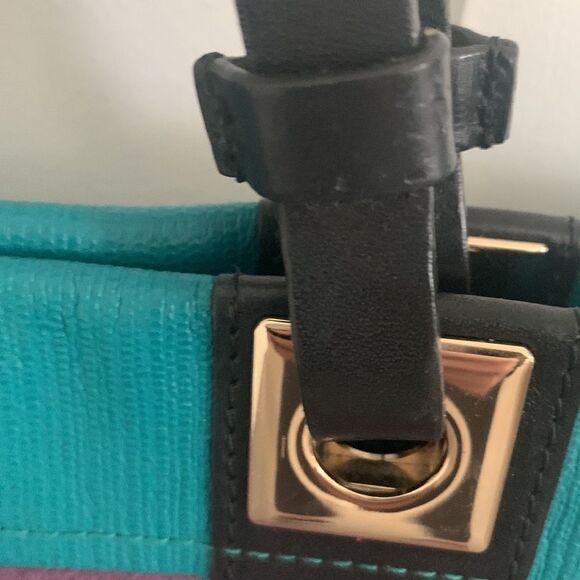 Furla Tribe Reversible Tote – Teal & Purple Italian Suede + Saffiano Leather - Picture 7 of 10